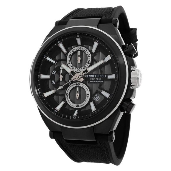 NWT Authentic Kenneth Cole New York Chronograph Quartz Black Dial Men's Watch